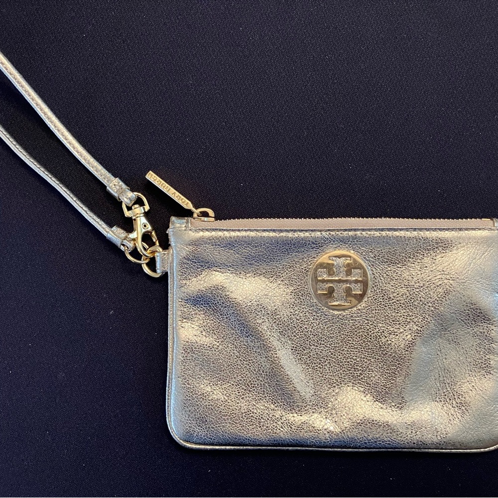 Tory Burch Gold Metallic Wristlet Wallet Purse